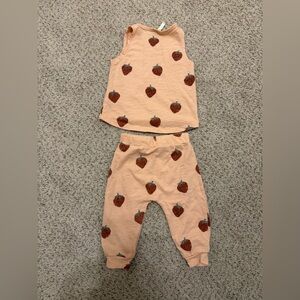 Rylee + Cru Peach Strawberry Print Kids Matching Set
